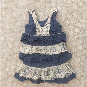 4/$25 Iris & ivy denim crochet trim dress 3T